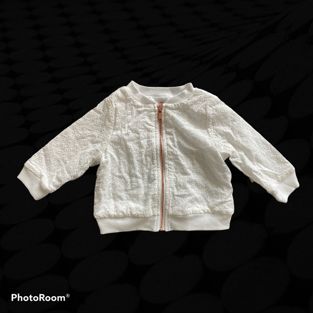 NWT White Eyelet Zip Jacket